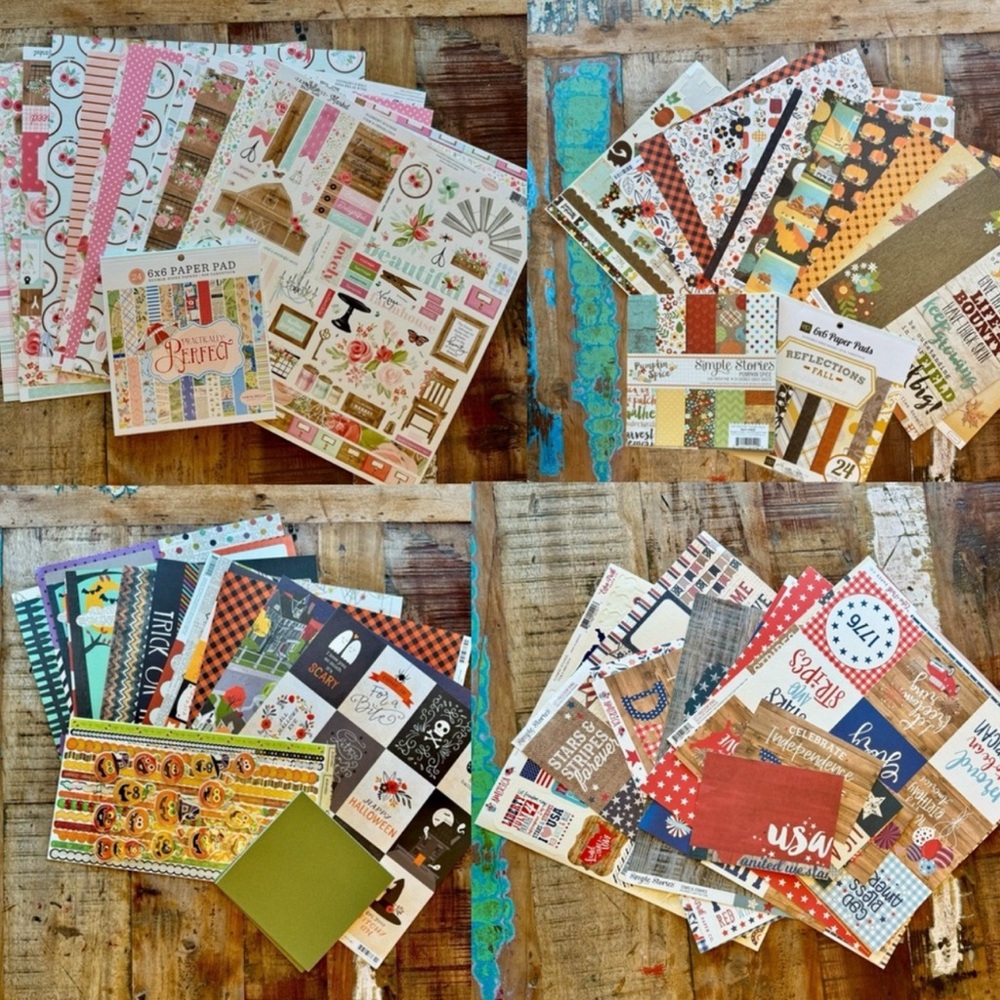 Large Lot Scrapbook paper, Cardstock, & Stickers